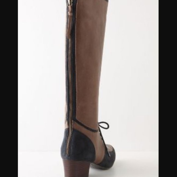 NIB Anthopologie Navy Blocked Knee-Boots - Picture 2 of 9